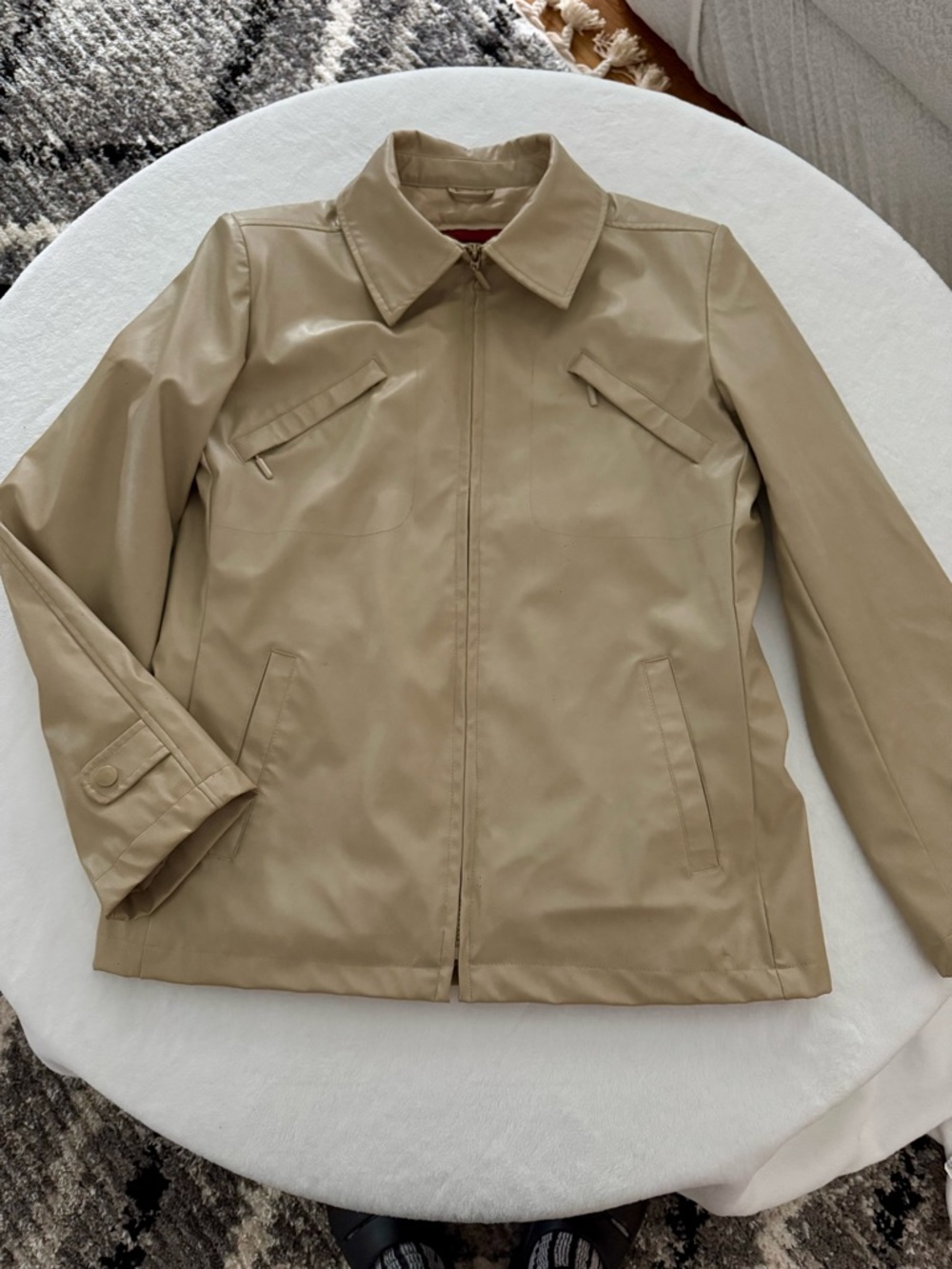 Marc Mattis Neutral Beige Quilted Vintage Jacket with Zip